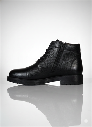 OREGON ® I 100 Montra Fermuarlı Bağcıklı Siyah Hakiki Deri Erkek Bot