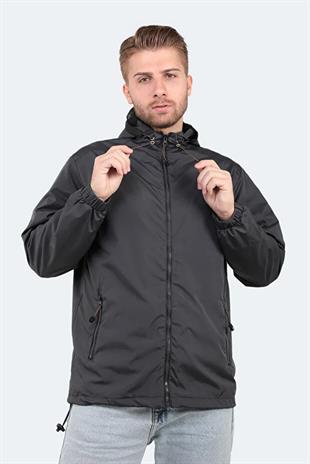 Slazenger OFANS Yağmurluk Rüzgarlık Erkek Mont Koyu Gri