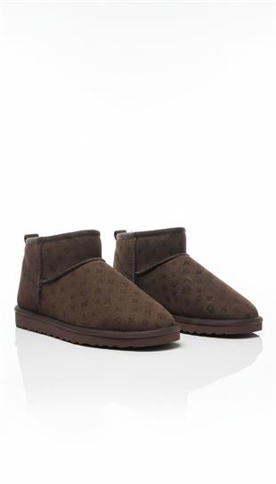 Pierre Cardin Baskılı Kadın İçi Peluş Süet Koyu Kahve Günlük Bot 55391