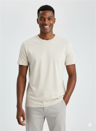 Jack & Jones Corplogo Küçük Logo Erkek Krem Tişört 12151955