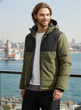 Jack & Jones JCOUNION LIGHT PADDED BLOCKING JACKET SN Erkek Mont Haki 12285586