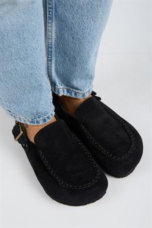 Manijero Alba Premium MNR.010.03 Kadın Siyah Günlük Hakiki Deri Sandalet Terlik