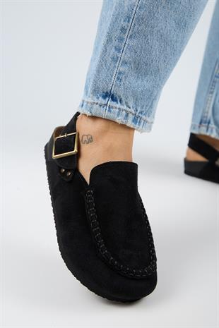 Manijero Alba Premium MNR.010.03 Kadın Siyah Günlük Hakiki Deri Sandalet Terlik