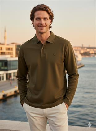 Jack & Jones JPRCCRODNEY LS Polo Yaka Haki Erkek Sweat Shirt 12259645