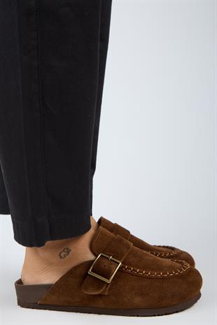 Manijero ARYA Premium MNR.017.02 Kadın Taba Günlük Hakiki Deri Terlik