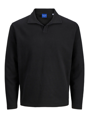 Jack & Jones JORSUMMER OTTOMAN Polo Yaka Siyah Erkek Sweat 12285716
