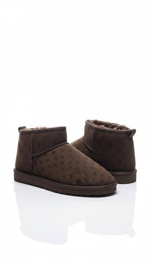 Pierre Cardin Baskılı Kadın İçi Peluş Süet Koyu Kahve Günlük Bot 55391