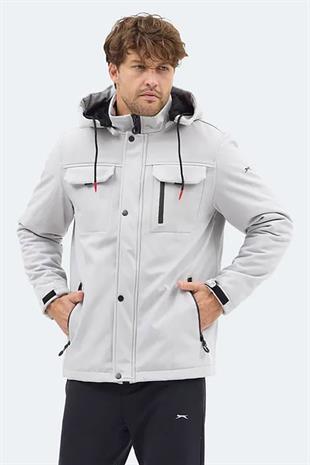 Slazenger GLEAM Erkek Kapüşonlu Taş Gri Mont & Kaban