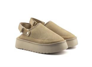 Roy Jones Kadın İçi Kürklü Bej Yüksek Taban Günlük Sandalet 9000-102