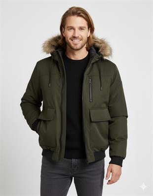 Jack & Jones JJCHARLIE DETACHABLE FAUX FUR BOMBER Erkek Mont Rosin 12279474