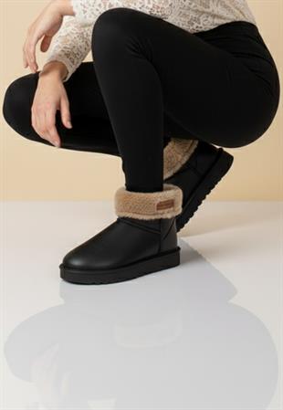 Pierre Cardin Kadın Kürklü Siyah Günlük Yağmur Bot 55314