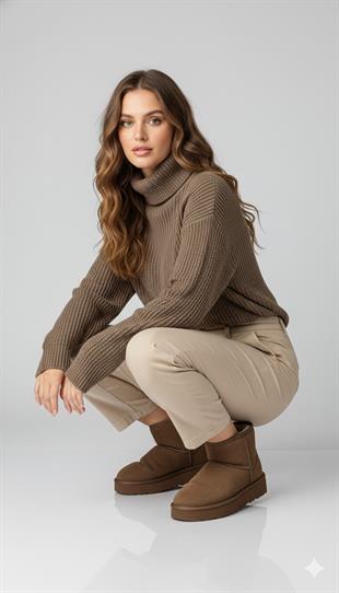 Pierre Cardin Kadın İçi Peluş Süet Vizon Yüksek Taban Günlük Bot 52710