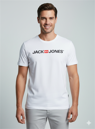 Jack & Jones JJECORP Old Logo Bisiklet Yaka Beyaz Erkek Tişört 12137126 v1