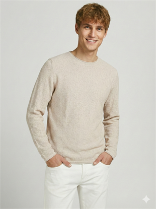 Jack & Jones JJECOOPER KNIT Koyu Krem Bej Erkek Sweat Kazak 12258407