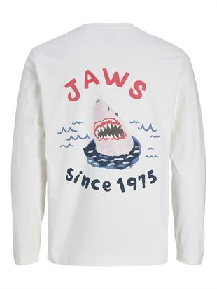 Jack & Jones JORJAWS LS Bisiklet Yaka Kırık Beyaz Erkek Sweatshirt 12286615