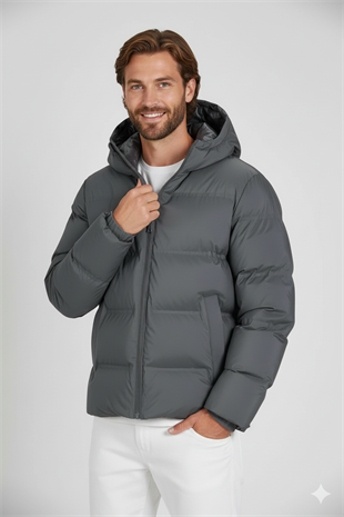 Jack & Jones JJKAITO PUFFER JACKET BF Erkek Mont Koyu Gri 12282300