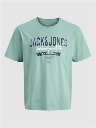 Jack & Jones JJELOGO Erkek Su Yeşil Tişört 12288016