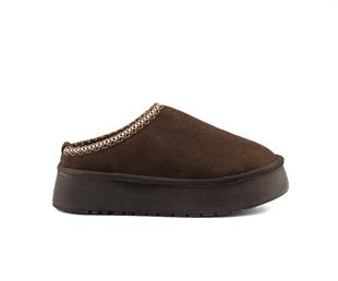 Roy Jones Kadın İçi Kürklü Kahve Yüksek Taban Günlük Terlik 9000-103