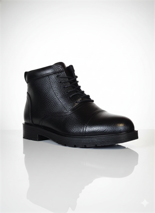 OREGON ® I 100 Montra Fermuarlı Bağcıklı Siyah Hakiki Deri Erkek Bot