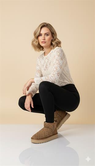 Pierre Cardin Baskılı Kadın Kısa İçi Peluş Süet Taba Yüksek Taban Günlük Bot 55395