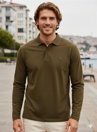 Jack & Jones JPRCCRODNEY LS Polo Yaka Haki Erkek Sweat Shirt 12259645