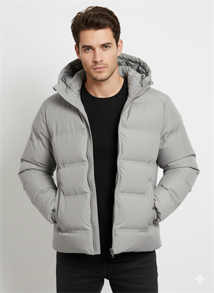 Jack & Jones JJESOHO PUFFER HOOD JACKET Erkek Şişme Mont Krem 12278749