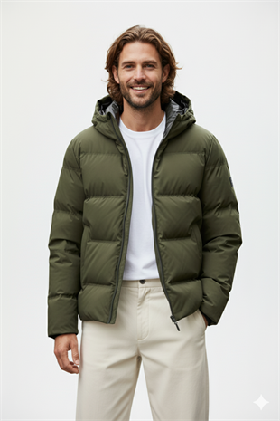 Jack & Jones JJKAITO PUFFER JACKET BF Erkek Mont Haki 12282300