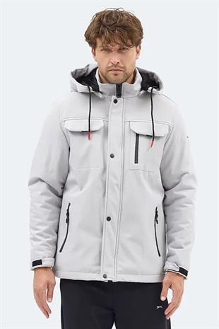 Slazenger GLEAM Erkek Kapüşonlu Taş Gri Mont & Kaban