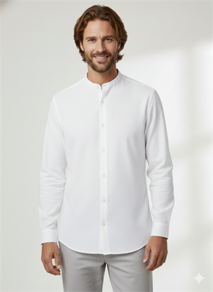 Jack & Jones JJESUMMER Band Erkek Keten Gömlek Beyaz 12269319