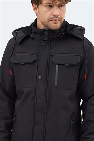 Slazenger GLEAM Erkek Kapüşonlu Siyah Mont & Kaban