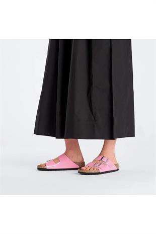 Birkenstock Arizona BF Patent Candy Pink Black Pembe Çift Tokalı Kadın Terlik 1026957 v