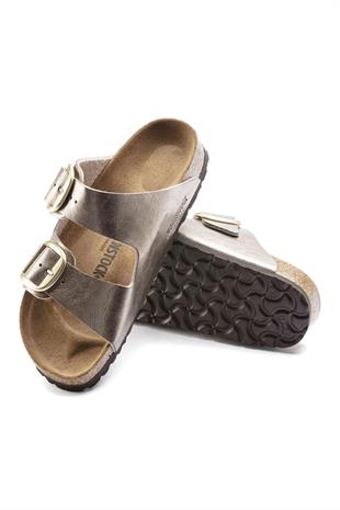 Birkenstock Arizona Big Buckle BF Graceful Taupe Çift Tokalı Kadın Terlik 1020882 v1-Y
