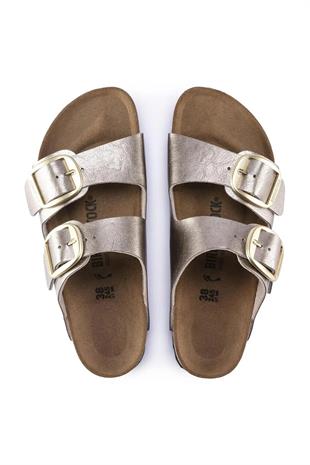 Birkenstock Arizona Big Buckle BF Graceful Taupe Çift Tokalı Kadın Terlik 1020882 v1-Y