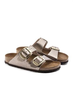 Birkenstock Arizona Big Buckle BF Graceful Taupe Çift Tokalı Kadın Terlik 1020882 v1-Y