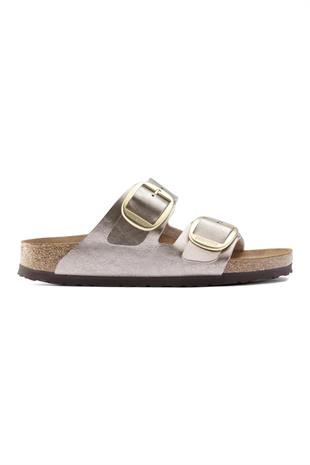 Birkenstock Arizona Big Buckle BF Graceful Taupe Çift Tokalı Kadın Terlik 1020882 v1-Y