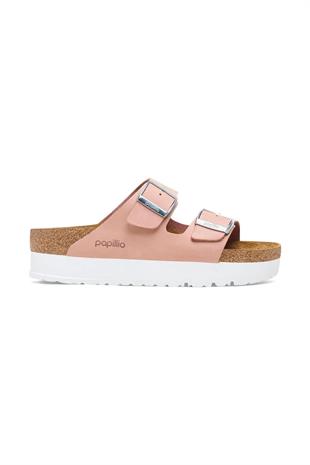 Birkenstock Arizona Platform Flex Nu Pembe Çift Tokalı Kadın Terlik 1026894-v