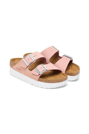Birkenstock Arizona Platform Flex Nu Pembe Çift Tokalı Kadın Terlik 1026894-v