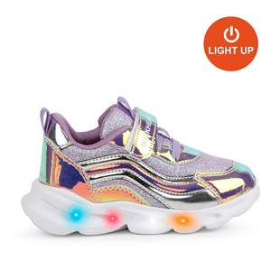 BUCKHEAD 4430 Glossy Shiny Lila Yeşil Işıklı Kız Çocuk Spor Ayakkabı