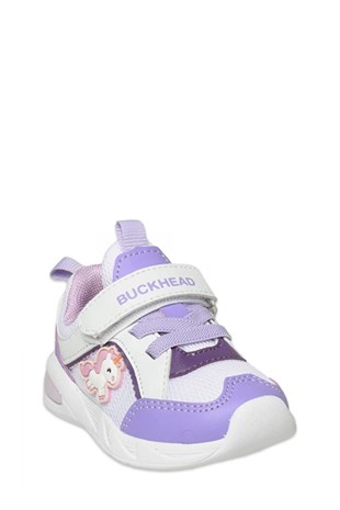 BUCKHEAD Denter Cırtlı Beyaz-Lila Kız Çocuk Günlük Spor Ayakkabı Buck3082-BH162