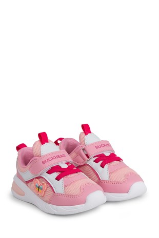 BUCKHEAD Denter Cırtlı Beyaz-Pembe Kız Çocuk Günlük Spor Ayakkabı Buck3082-BH023