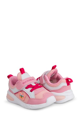 BUCKHEAD Denter Cırtlı Beyaz-Pembe Kız Çocuk Günlük Spor Ayakkabı Buck3082-BH023
