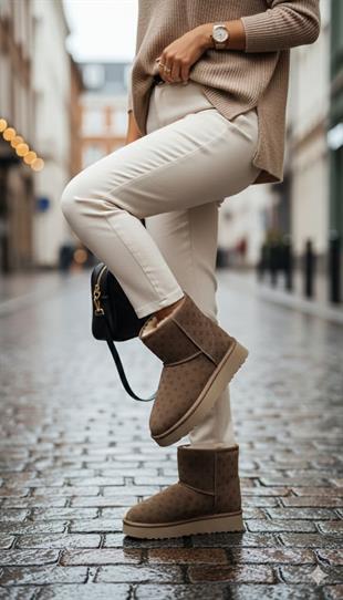 Pierre Cardin Baskılı Kadın Uzun İçi Peluş Süet Vizon Yüksek Taban Günlük Bot 55393