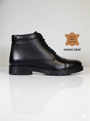 OREGON ® I 100 Montra Fermuarlı Bağcıklı Siyah Hakiki Deri Erkek Bot