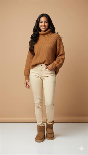 Pierre Cardin Baskılı Kadın Uzun İçi Peluş Süet Taba Yüksek Taban Günlük Bot 55393