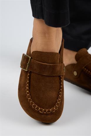 Manijero ARYA Premium MNR.017.02 Kadın Taba Günlük Hakiki Deri Terlik