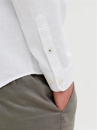 Jack & Jones JJESUMMER Band Erkek Keten Gömlek Beyaz 12269319