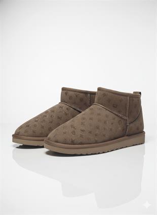 Pierre Cardin Baskılı Kadın İçi Peluş Süet Vizon Günlük Bot 55391