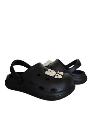 Cross Anatomik Ayıcık Figür Siyah Eva Plaj Deniz Günlük Çocuk Terlik 303