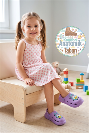 Cross Anatomik Ördek Figür Lila Eva Plaj Deniz Günlük Çocuk Terlik 303
