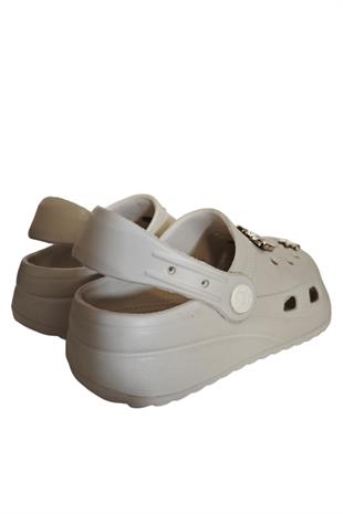 Cross Anatomik Taşlı Ekru Eva Plaj Deniz Günlük Çocuk Terlik 205